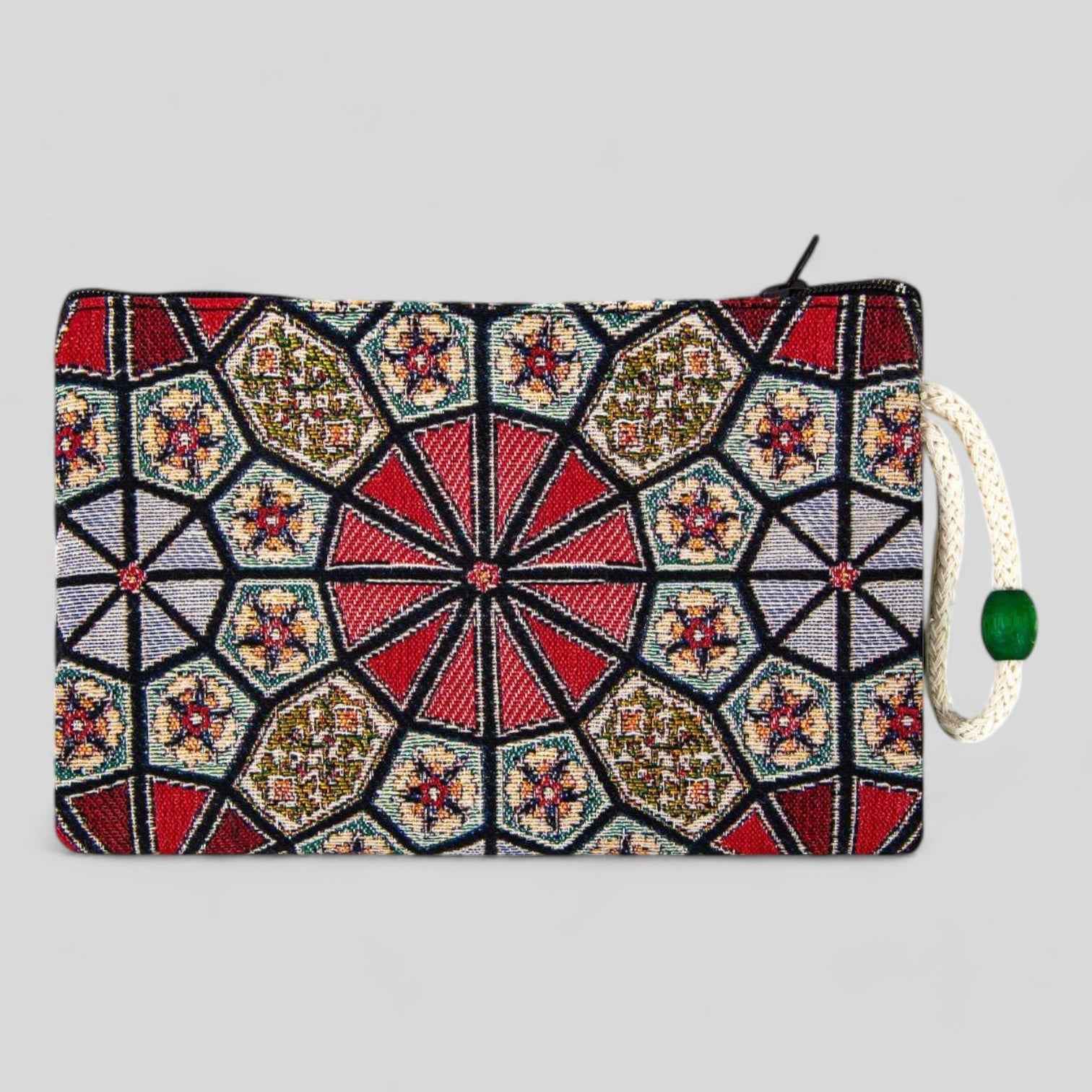 Authentic Kilim Fabric Colorful Floral Sacred Geometry Design Zipper Clutch Purse, Turkish Carpet, Pouch, Coin Purse, Wallet, Small Storage